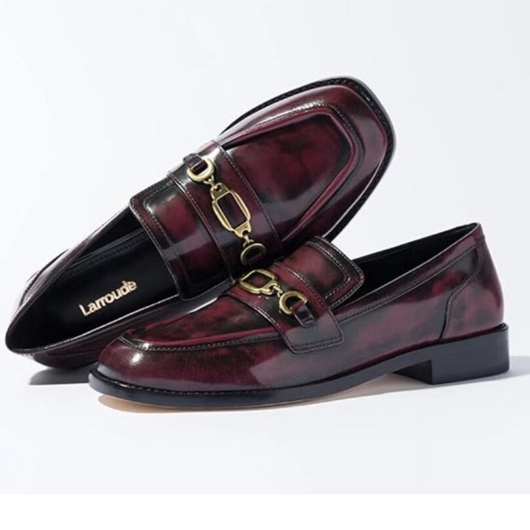 NIB Larroude Patricia Leather Loafer 7 Brushoff Wine - Picture 1 of 12
